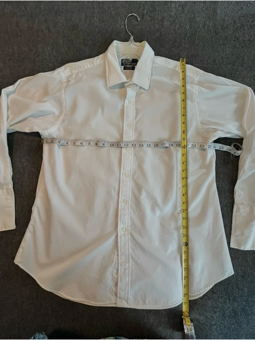 Polo Ralph Lauren Men's White Curham Classic Fit Dress Shirt Size 18 / 35 EUC
